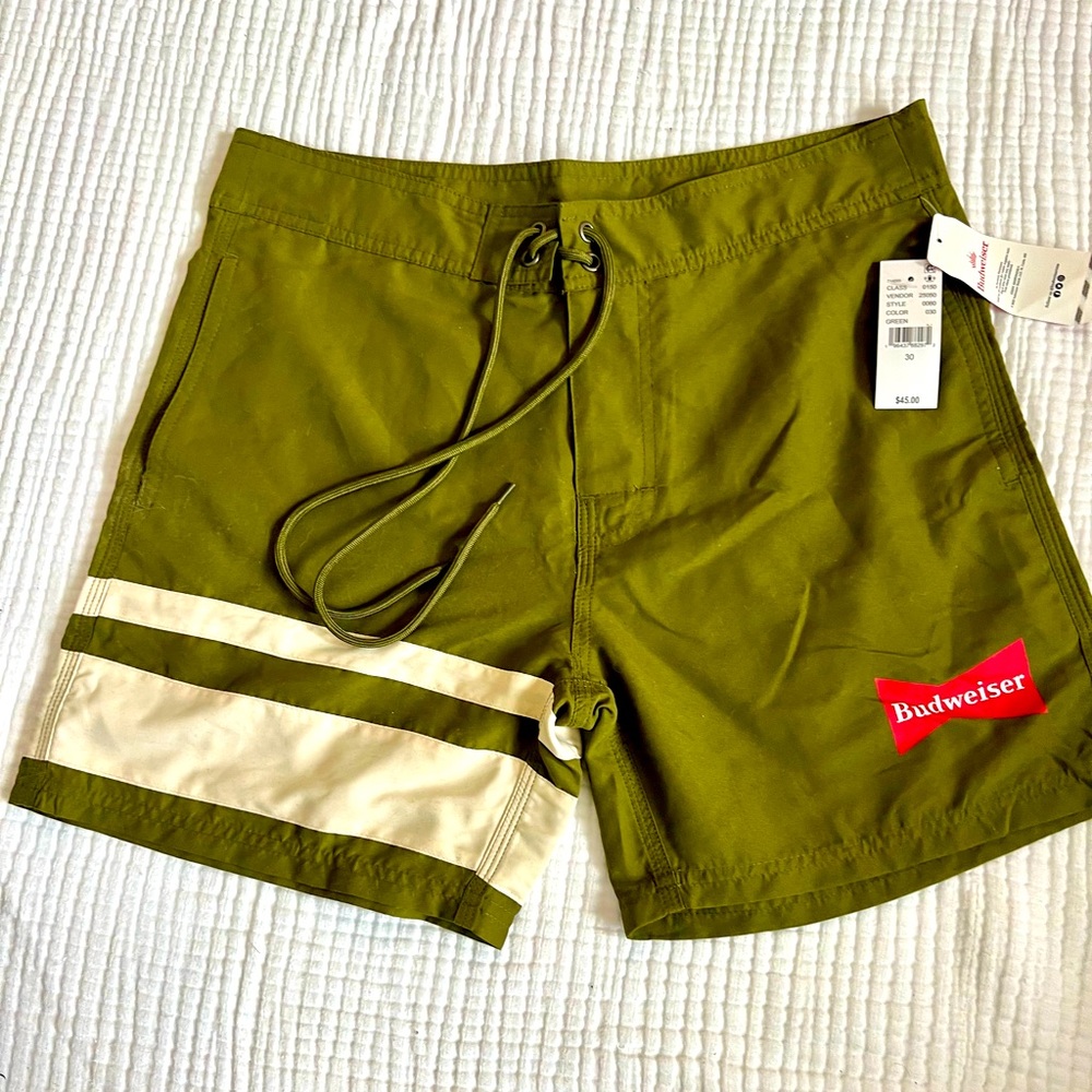 Men’s swim trunks- new with tags, Budweiser, Pacsun. Size 30.